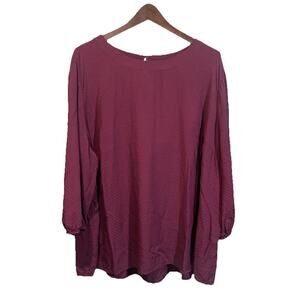 Croft And Borrow Popover Top Blouse Maroon Sz 3X Career Cottage Peasant Relaxed